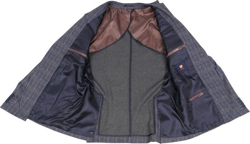 Suitable Kostuum Jersey Grijs Blauw Ruit - Foto 5