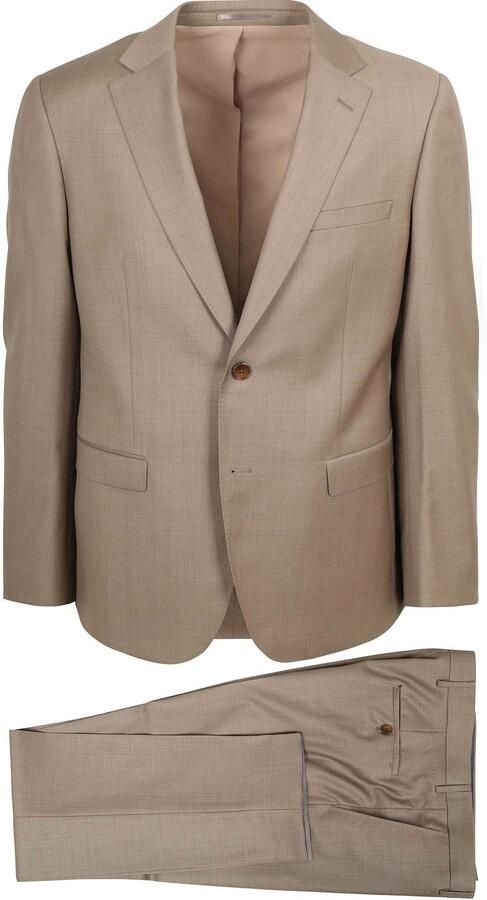 Suitable Kostuum Sharkskin Wol Sand