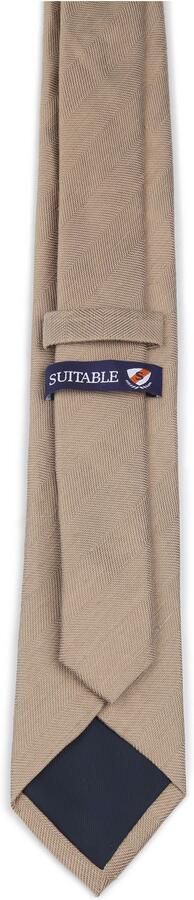 Suitable Linnen Zijde Stropdas Beige - Foto 2