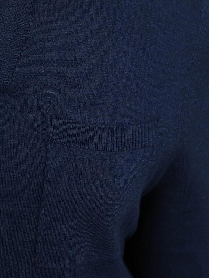 Suitable Longsleeve Knitted Poloshirt Riva Pocket Navy - Foto 3