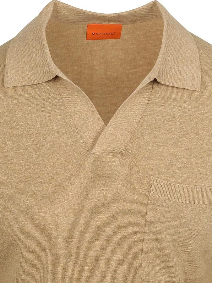 Suitable Longsleeve Knitted Poloshirt Riva Pocket Sand - Foto 2
