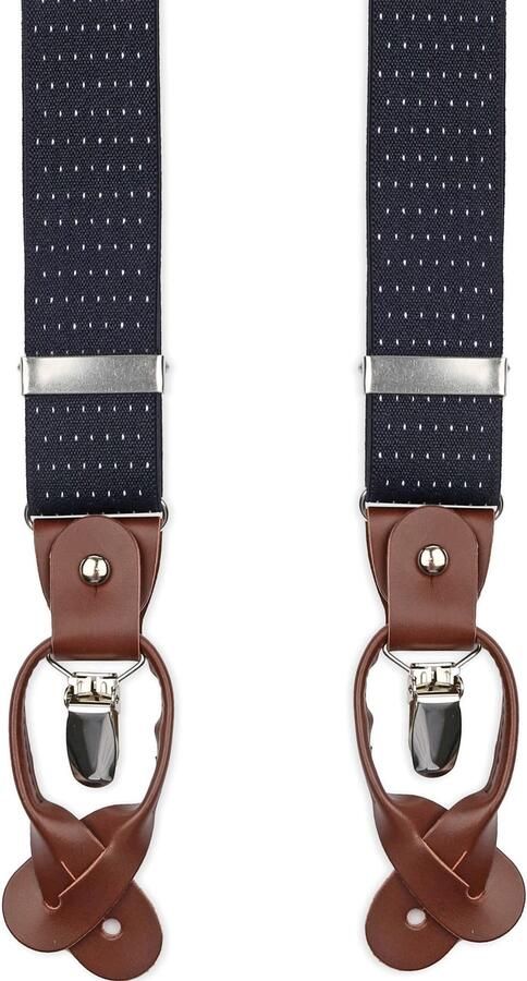 Suitable Luxe Bretels Navy Stippen