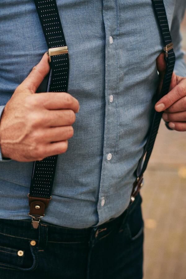 Suitable Luxe Bretels Navy Stippen - Foto 4