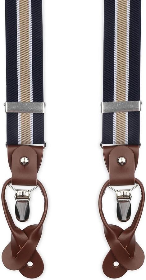 Suitable Luxe Bretels Navy Streep Beige