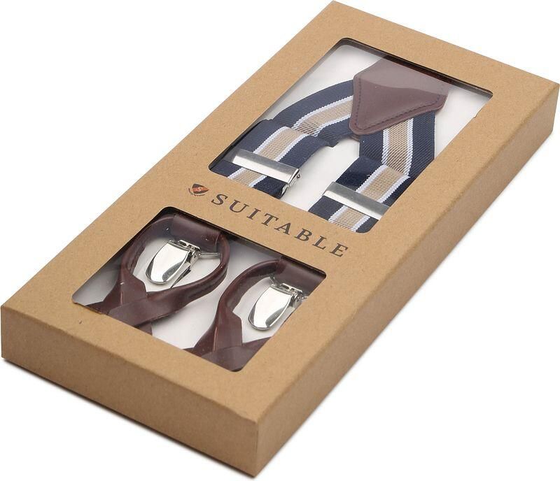 Suitable Luxe Bretels Navy Streep Beige - Foto 2