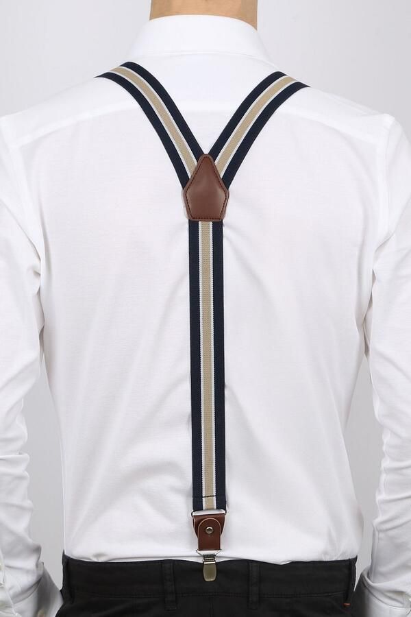 Suitable Luxe Bretels Navy Streep Beige - Foto 4