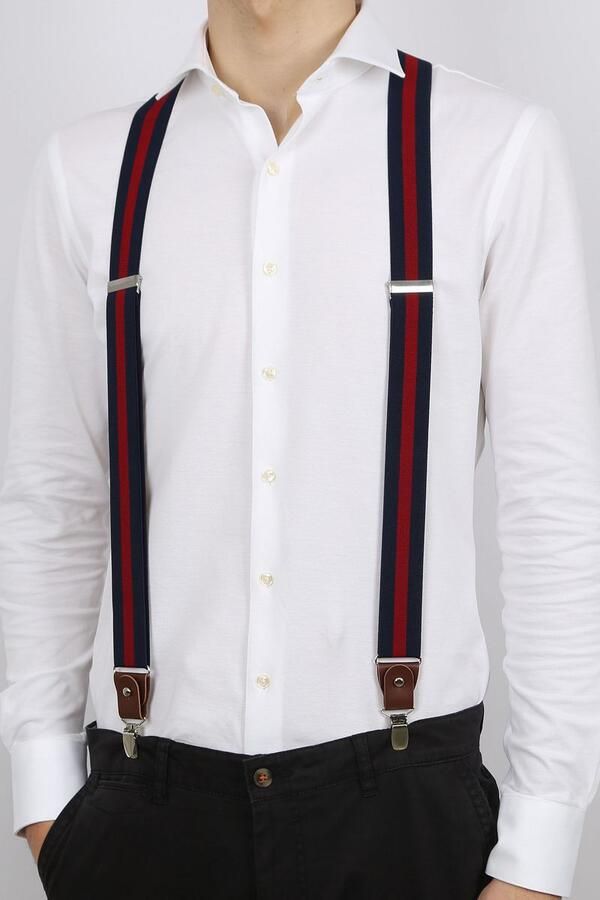 Suitable Luxe Bretels Navy Streep Rood - Foto 2
