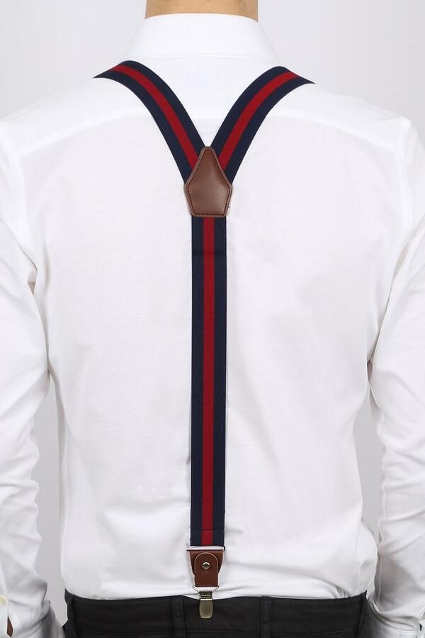 Suitable Luxe Bretels Navy Streep Rood - Foto 3