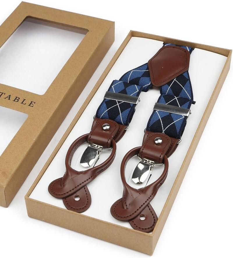 Suitable Riem Luxe Bretels Ruiten Navy