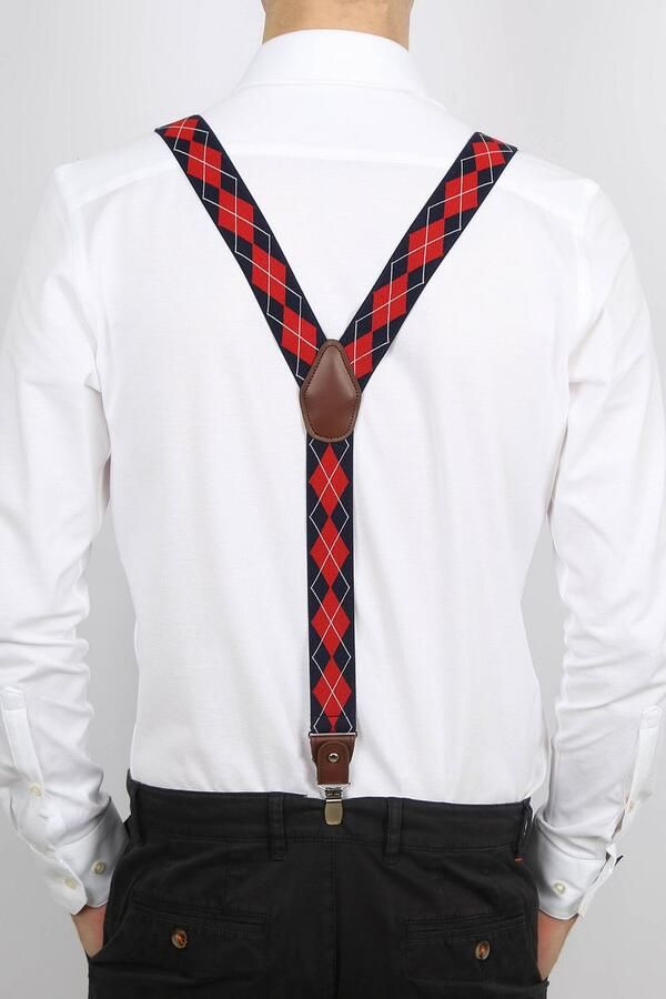 Suitable Kostuum Luxe Bretels Ruiten Rood - Foto 2