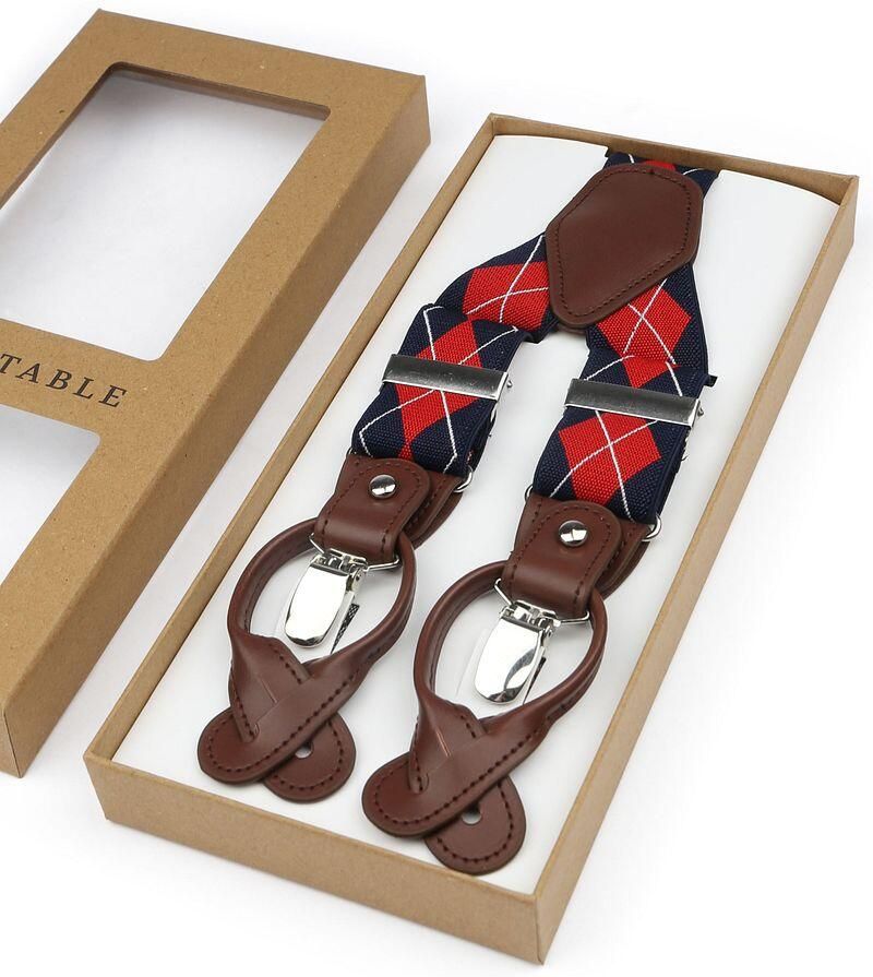 Suitable Kostuum Luxe Bretels Ruiten Rood