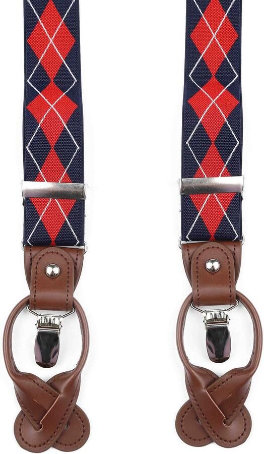 Suitable Kostuum Luxe Bretels Ruiten Rood