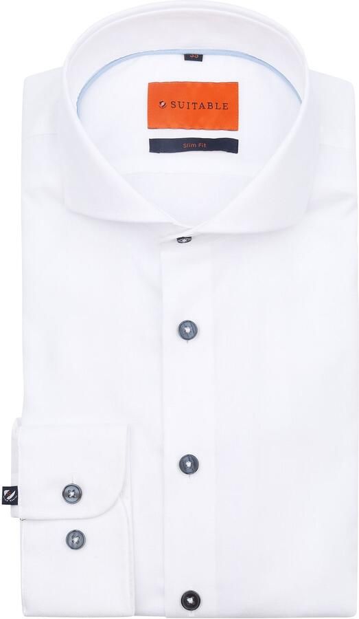 Suitable Overhemd Lange Mouw Melange Overhemd Wit