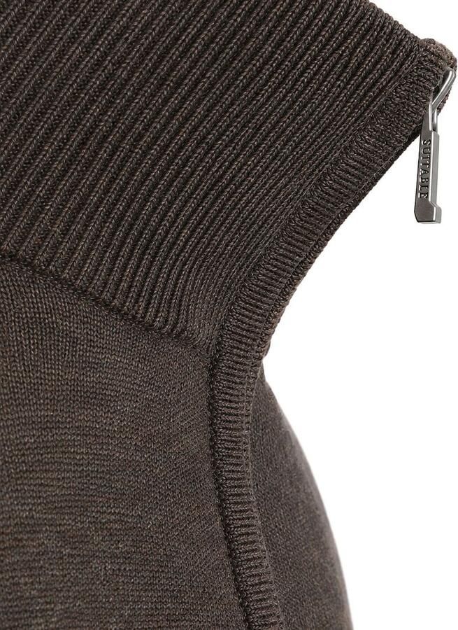 Suitable Merino Half Zip Trui Bruin - Foto 2