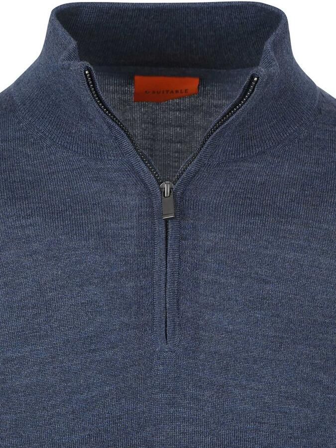 Suitable Merino Half Zip Trui Denim Blauw - Foto 3