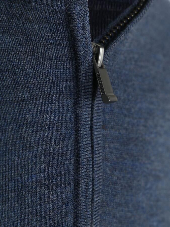 Suitable Merino Half Zip Trui Denim Blauw - Foto 4