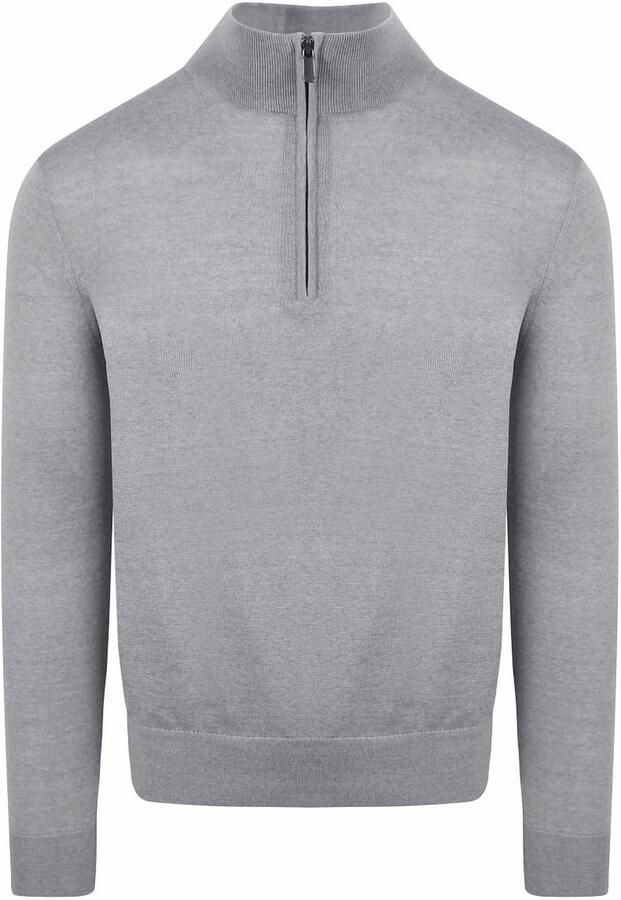 Suitable Merino Half Zip Trui Grijs