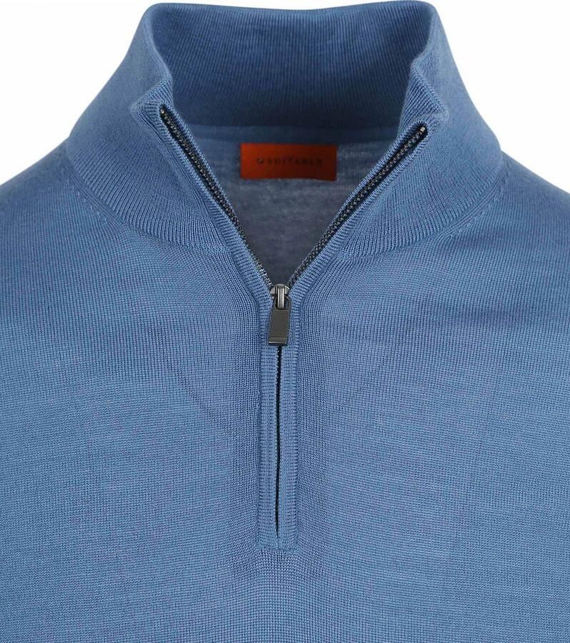 Suitable Merino Half Zip Trui Ink Blauw