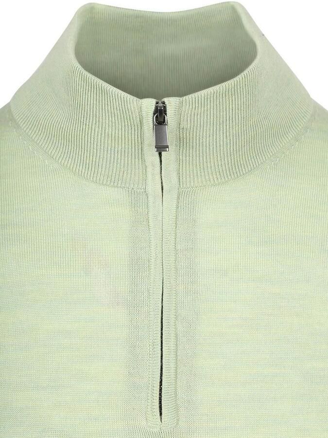 Suitable Merino Half Zip Trui Lichtgroen - Foto 3