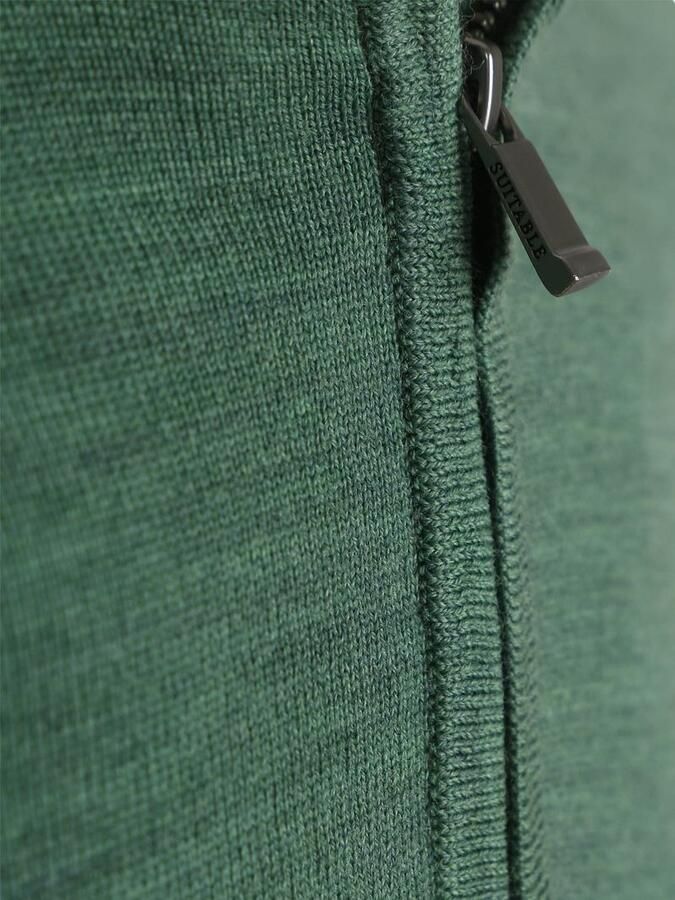 Suitable Merino Half Zip Trui Mid Groen