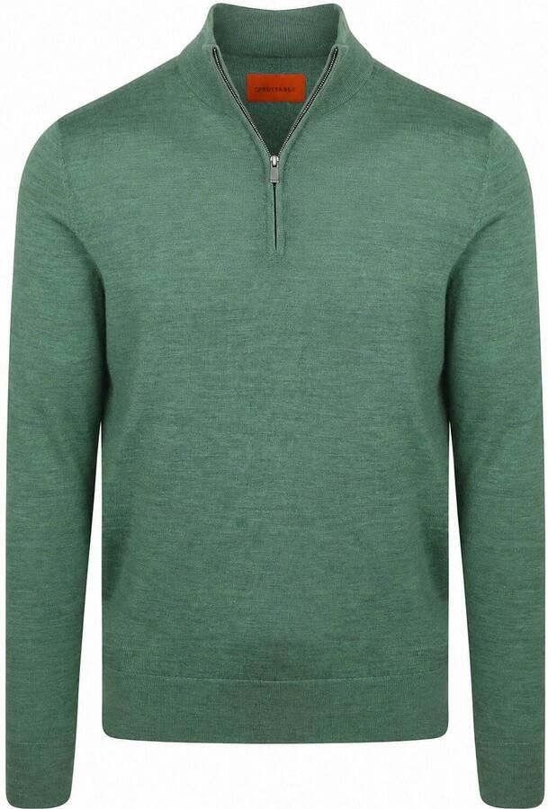 Suitable Merino Half Zip Trui Mid Groen - Foto 4