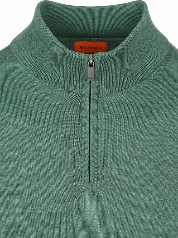 Suitable Merino Half Zip Trui Mid Groen - Foto 3
