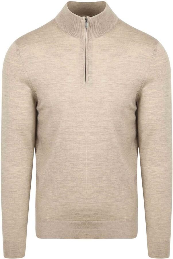 Suitable Merino Half Zip Trui Sand