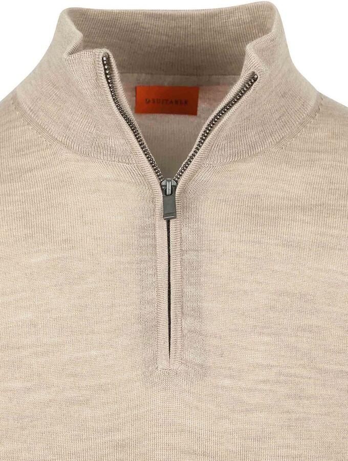 Suitable Merino Half Zip Trui Sand - Foto 2