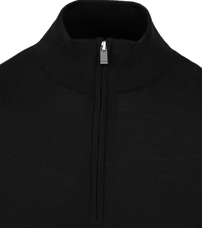 Suitable Merino Half Zip Trui Zwart