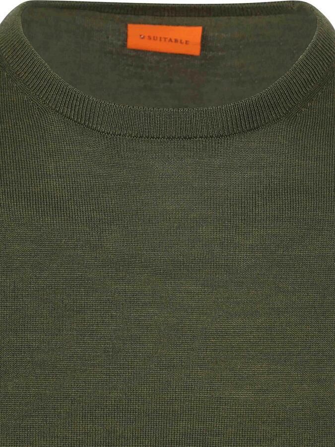 Suitable Merino Pullover Military Groen - Foto 3
