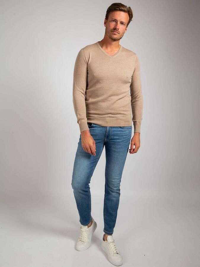 Suitable Merino Pullover V-Hals Beige
