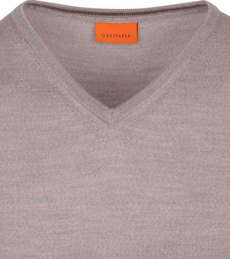 Suitable Merino Pullover V-Hals Greige