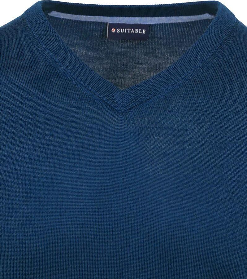 Suitable Merino Pullover V-Hals Indigo Blauw - Foto 2