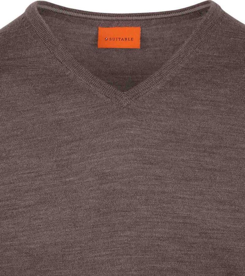 Suitable Merino Pullover V-Hals Taupe