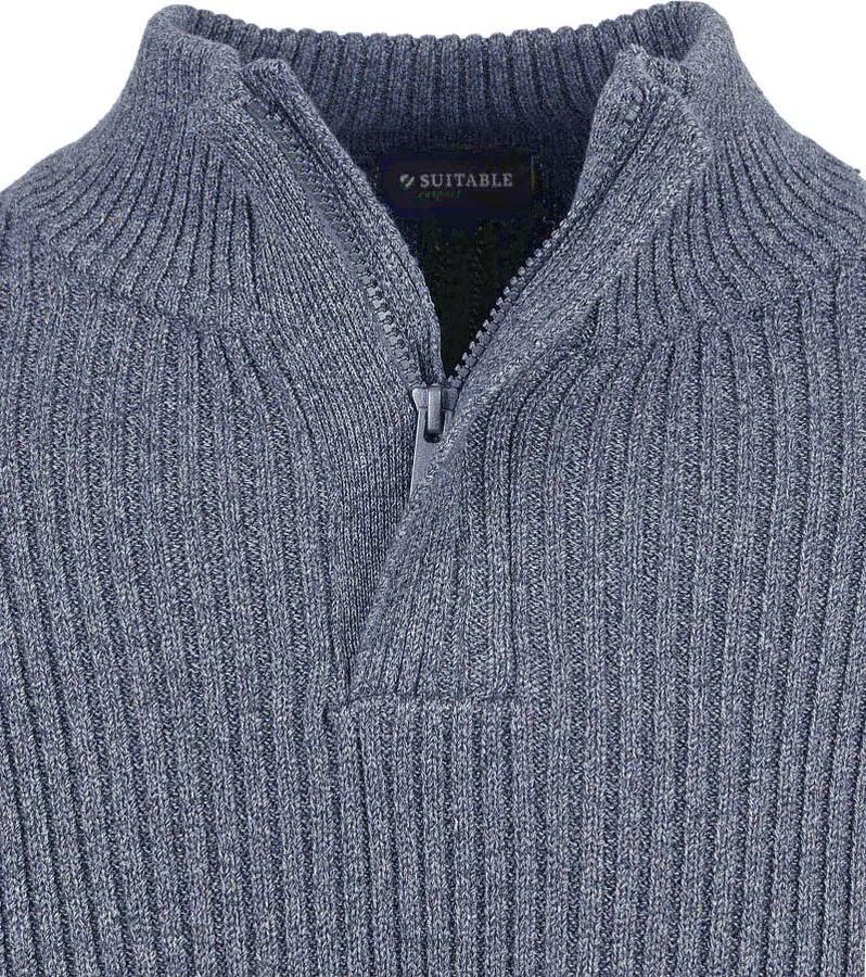 Suitable Sweater Mou Half Zip Trui Blauw - Foto 3