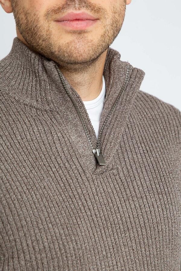 Suitable Sweater Mou Half Zip Trui Taupe - Foto 4