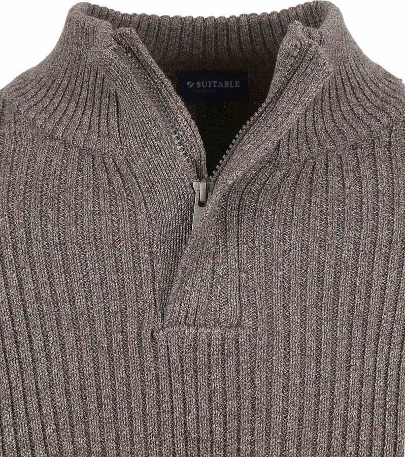 Suitable Sweater Mou Half Zip Trui Taupe - Foto 3