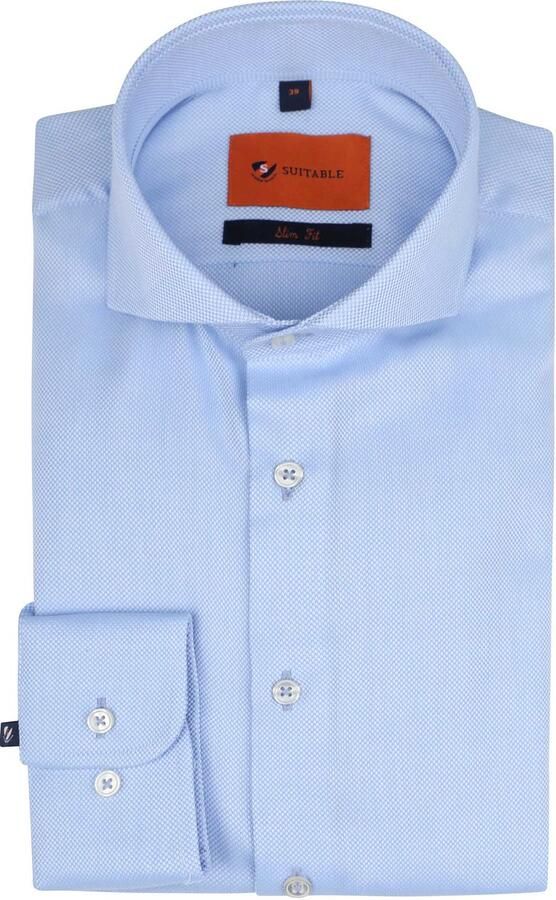 Suitable Overhemd Lange Mouw Non Iron Overhemd Blauw