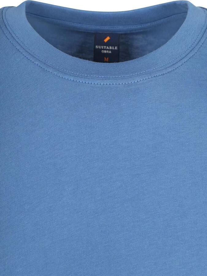 Suitable Obra T-Shirt Hoge Ronde Hals Mid Blauw 2-Pack - Foto 2