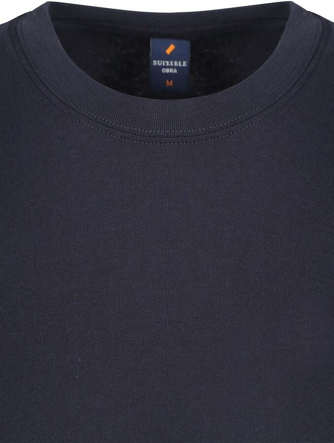 Suitable T-shirt Korte Mouw Obra T-Shirt Hoge Ronde Hals Navy 2-Pack - Foto 2
