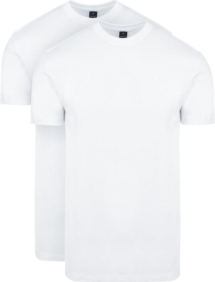 Suitable Obra T-Shirt Hoge Ronde Hals Wit 2-Pack