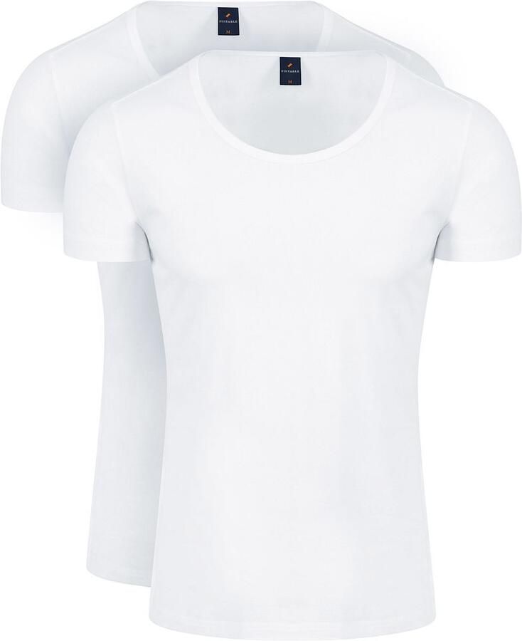 Suitable Otaru T-Shirt Brede Ronde Hals Wit 2-Pack