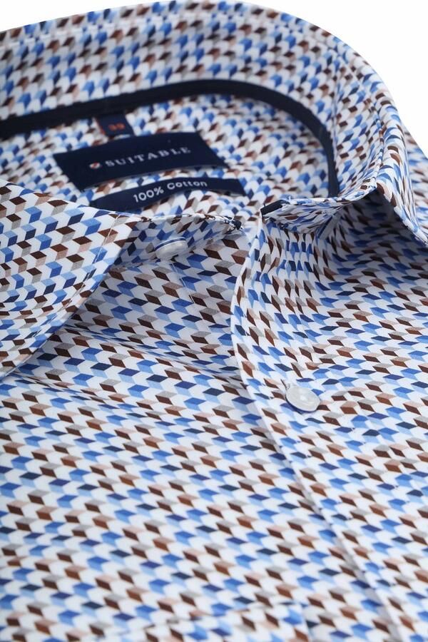 Suitable Overhemd Construct Print Blauw - Foto 2
