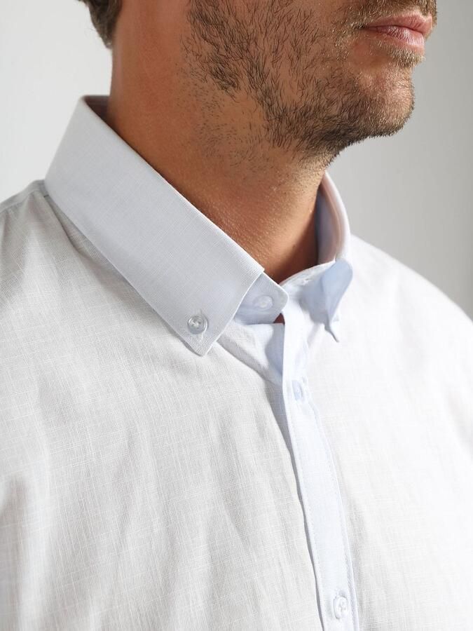 Suitable Overhemd Cotton Slub Lichtblauw - Foto 2
