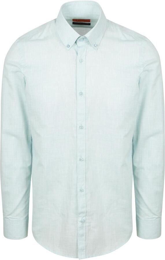 Suitable Overhemd Cotton Slub Lichtgroen