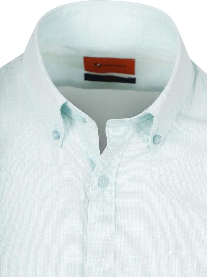 Suitable Overhemd Cotton Slub Lichtgroen - Foto 3