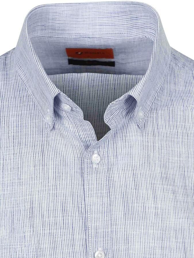Suitable Overhemd Cotton Slub Streep Blauw - Foto 3