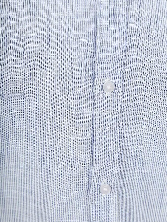 Suitable Overhemd Cotton Slub Streep Blauw - Foto 4