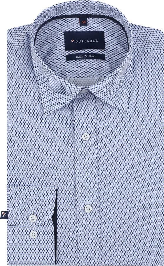 Suitable Overhemd Lange Mouw Overhemd Dotty Print Blauw