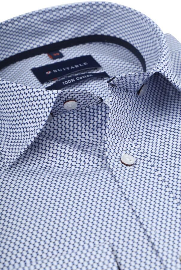 Suitable Overhemd Lange Mouw Overhemd Dotty Print Blauw - Foto 2